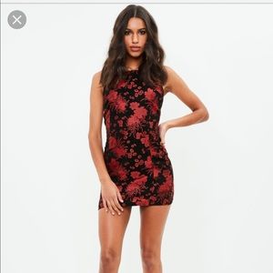 MISSGUIDED Black Floral Bodycon Dress